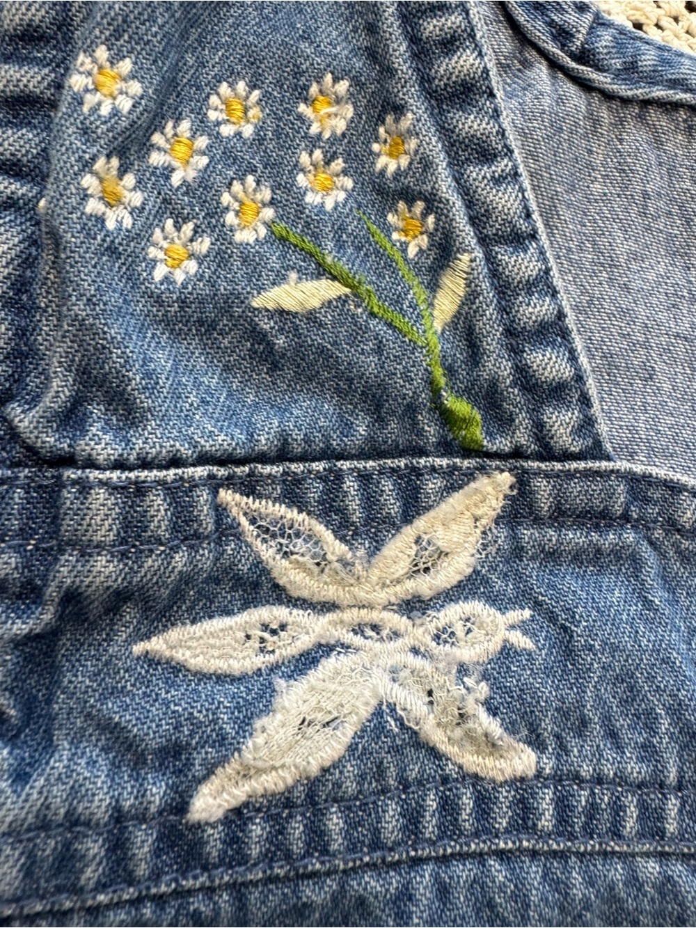 Agapo Denim Overall Midi Maxi Dress Sz M VTG 90s Y2K Embroidered Cottagecore - Picture 11 of 16